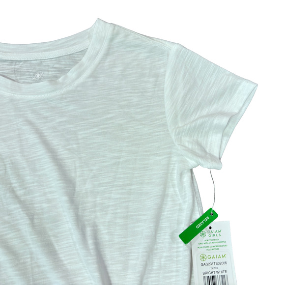 Gaiam Girls Bright White Tie Tee Relaxed Fit Women's Medium (8) NWT - Picture 3 of 13